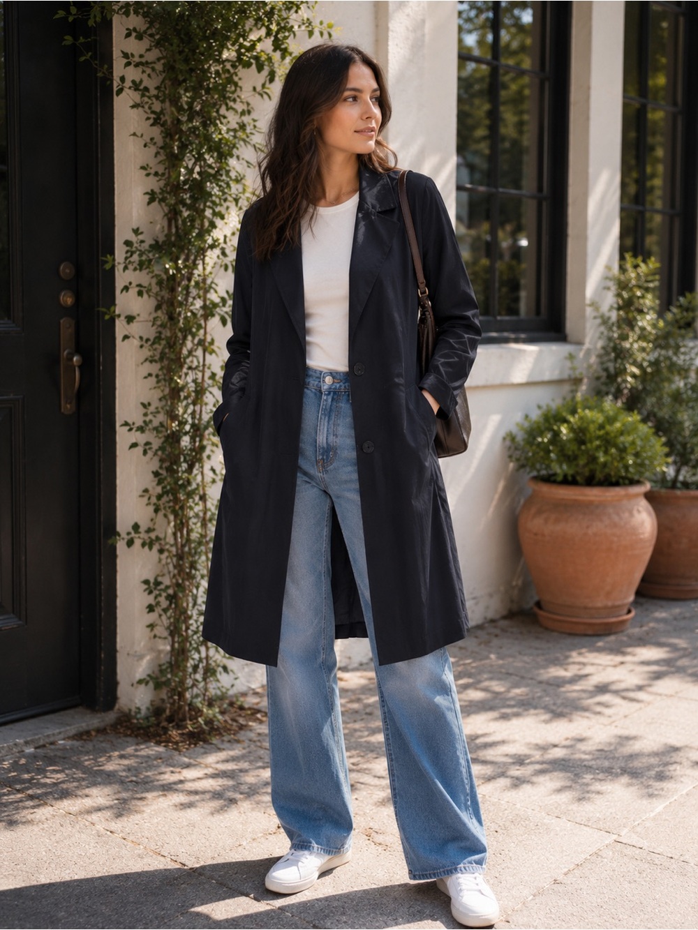 Zara Women's Black Trench Coat - Timeless Lightweight Layer